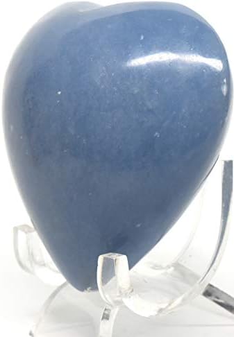 26 Blue Angelite Heart with Stand - Peru