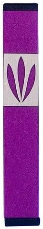 Agayof Small Mezuzah with Leaf Cutout Purple