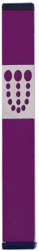 Agayof Medium Mezuzah Purple Dots Shin Cut Out