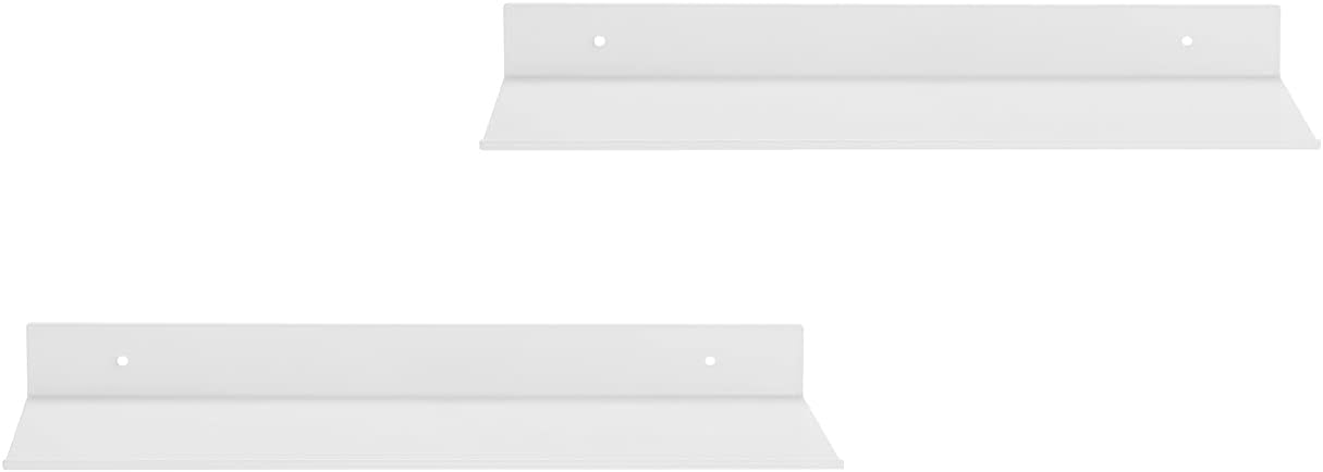 Z Metnal White Wall Shelves 2 Pack 16x5 Inch Modern Floating Bathroom Shelf
