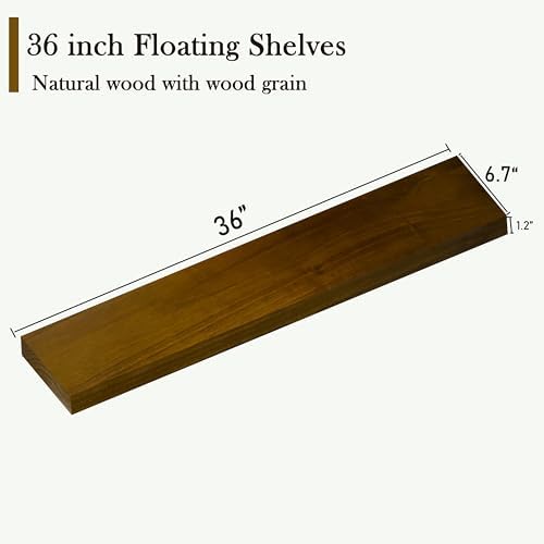 ROGMARS 36 Inch Walnut Floating Shelves Set of 3