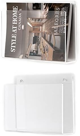 2 Pcs Wall Mount Clear Acrylic Magazine Holder