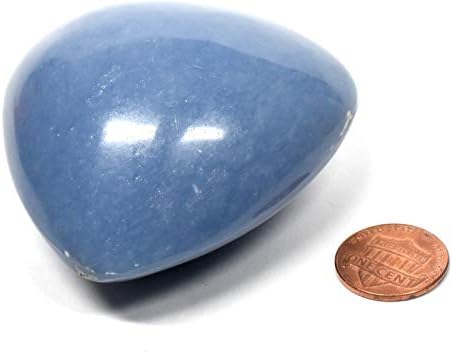 26 Blue Angelite Heart with Stand - Peru