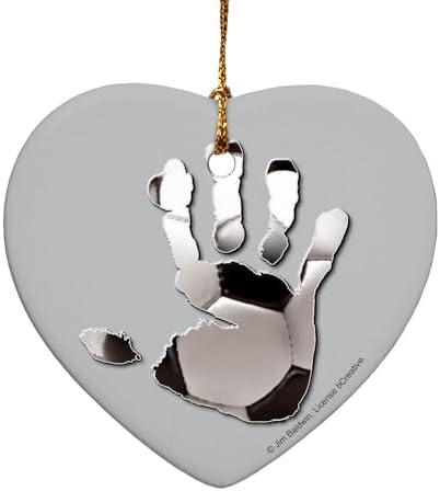 GRAPHICS AND MORE Hand Print Soccer Ball Heart Shaped Porcelain Ornament - 28