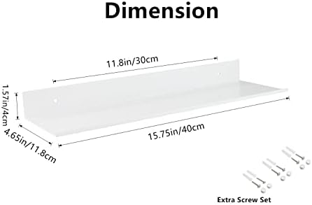 Z Metnal White Wall Shelves 2 Pack 16x5 Inch Modern Floating Bathroom Shelf