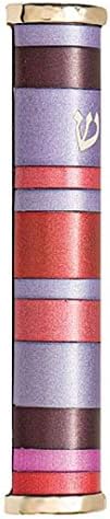 YourHolyLandStore Modern Jewish Mezuzah Case Purple Maroon Aluminum