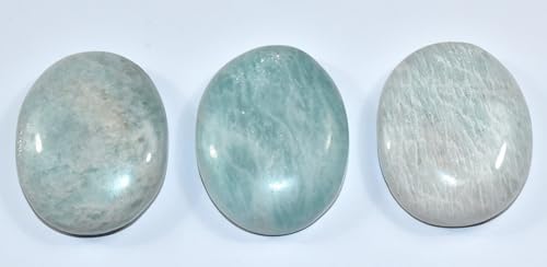Pair 42mm Green Blue Teal Amazonite Worry Stones