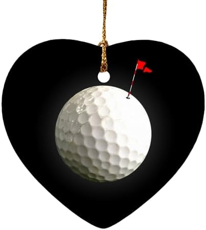 GRAPHICS MORE Heart-Shaped Golf Ball Moon Flag Christmas Ornament - 28 Inch