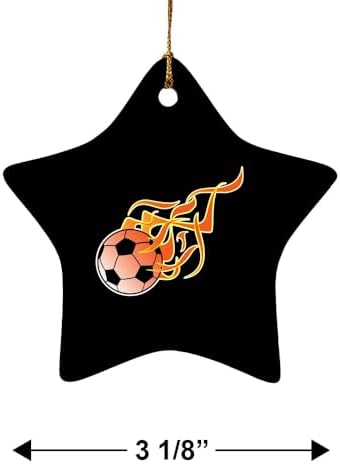 GRAPHICS MORE Soccer Ball Football Cartoon Flames Star-Shaped Porcelain Ornament