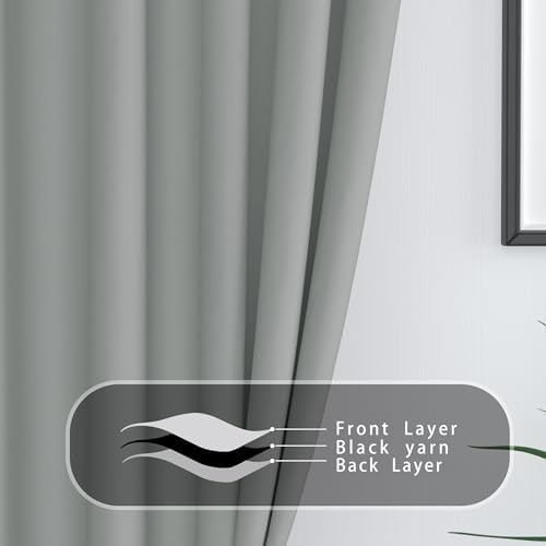 Light Grey Room Darkening Curtains 2 Panels 52x100