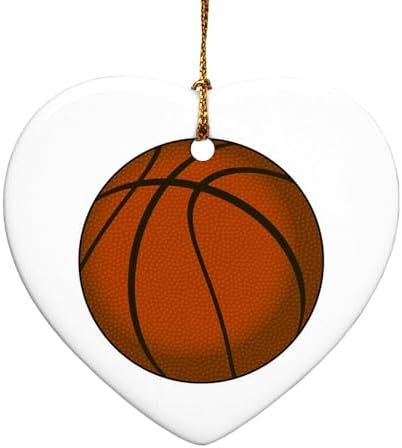 Graphics More Basketball Heart-Shaped Porcelain Christmas Ornament