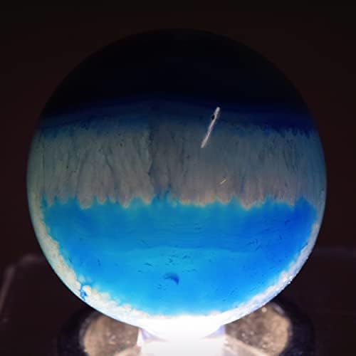 55mm Dyed White Blue Agate Sphere with Stand