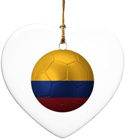 GRAPHICS MORE Colombia Flag Soccer Ball Heart-Shaped Porcelain Christmas Ornament - 28