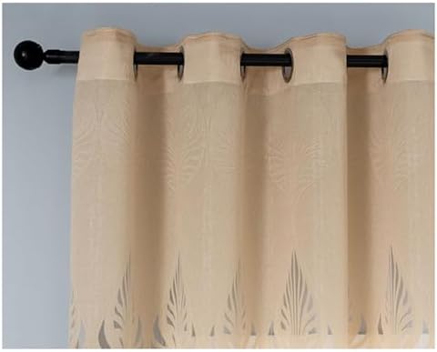 Yellow Modern Curtains with Leaves Pattern 2 Panels 52x108 Inch