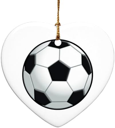 GRAPHICS MORE Heart-Shaped Soccer Ball Football Porcelain Christmas Tree Ornament