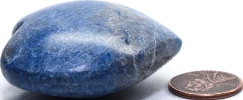 48mm Blue Dumortierite Heart with Stand - Natural Gemstone Collectible