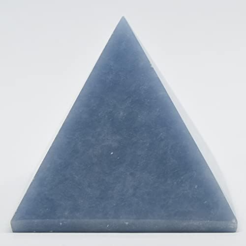 23 Inch Blue Angelite Pyramid with Clear Quartz Cabochon