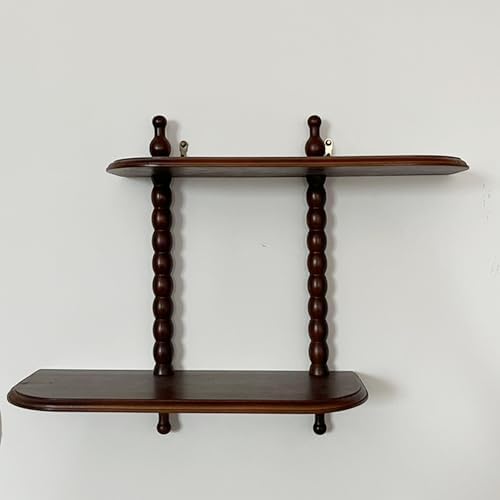 FRIADE 2-Tier Floating Shelf with Roman Columns Dark Brown