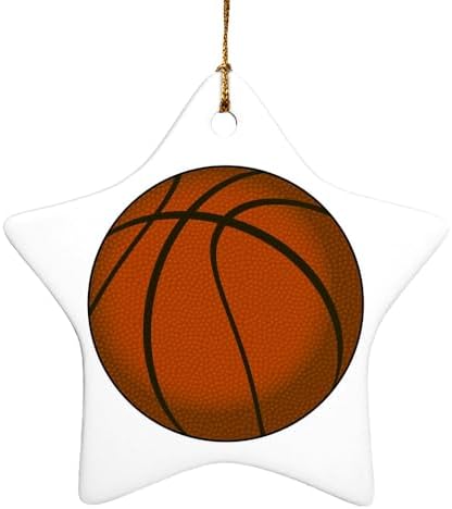 Graphics More Basketball Ball Star-Shaped Porcelain Christmas Ornament 31 Inch