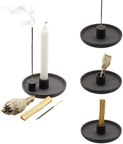 4 in 1 Incense Burner Holder - Matte Black Ceramic