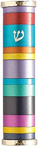 YourHolyLandStore Modern Jewish Mezuzah Case Multicolor Aluminum