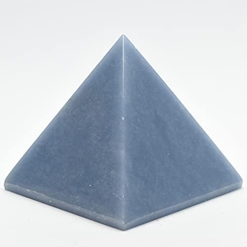 23 Inch Blue Angelite Pyramid with Clear Quartz Cabochon