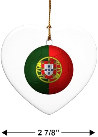 Portugal Flag Soccer Ball Heart-Shaped Porcelain Ornament - 28