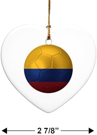 GRAPHICS MORE Colombia Flag Soccer Ball Heart-Shaped Porcelain Christmas Ornament - 28