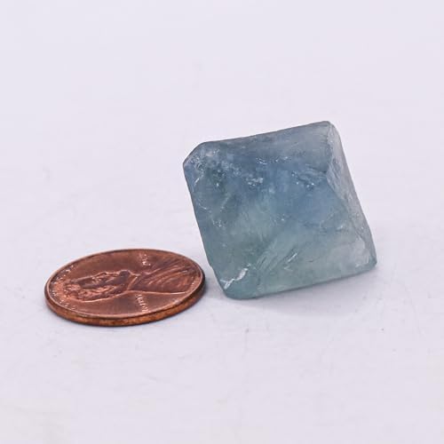 21mm Sky Blue Fluorite Octahedron Rough Crystal Gemstone