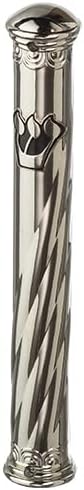 Nickel Mezuzah Case with Hebrew Letter Shin