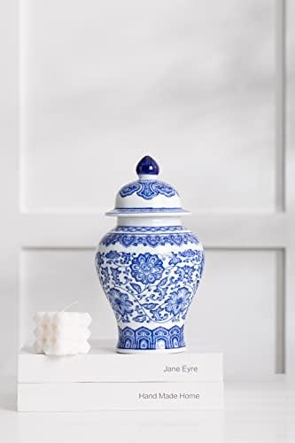 KuJaRen Blue and White Ginger Jar 98 Inch Ceramic Vase
