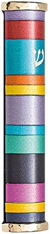 YourHolyLandStore Modern Jewish Mezuzah Case Multicolor Aluminum