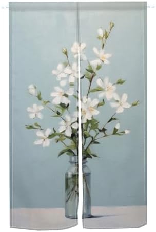 Leowefowa Japanese Noren Door Curtain Flower Pattern