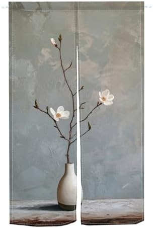 Leowefowa Flower Pattern Japanese Noren Door Curtain