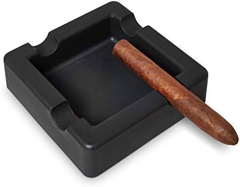 Sturdy Silicone Ashtray for Large Cigars - Matte Black