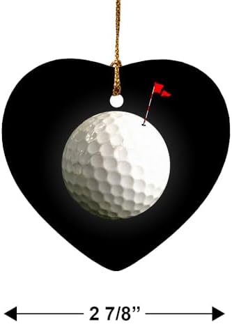 GRAPHICS MORE Heart-Shaped Golf Ball Moon Flag Christmas Ornament - 28 Inch