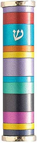 YourHolyLandStore Modern Jewish Mezuzah Case Multicolor Aluminum