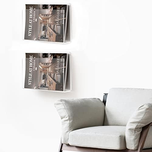 2 Pcs Wall Mount Clear Acrylic Magazine Holder