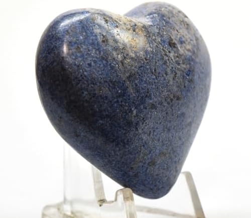 52mm Blue Dumortierite Carved Heart with Quartz Inclusions