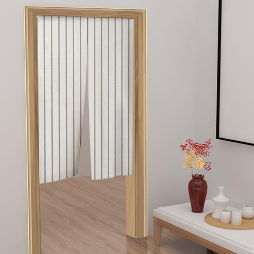 Leowefowa Modern Gray Stripe Noren Door Curtain
