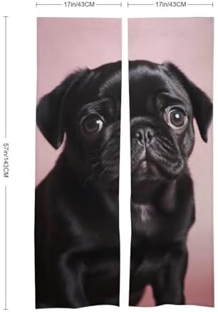Cute Black Pug Door Cover Curtain 57x17 Inches