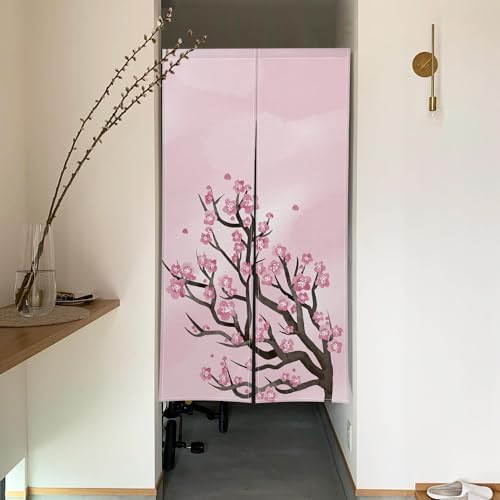 Bloomy Cherry Tree Printed Noren Door Curtain 34x60