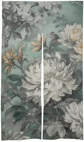 Japanese Noren Light Emerald and Gray Door Curtain 34x57