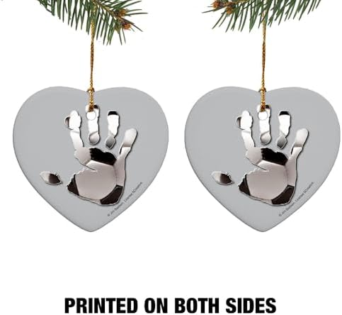GRAPHICS AND MORE Hand Print Soccer Ball Heart Shaped Porcelain Ornament - 28