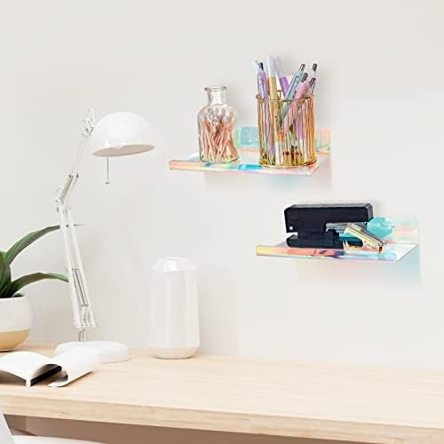 NiHome 2-Pack Iridescent Acrylic Floating Shelves with Edge