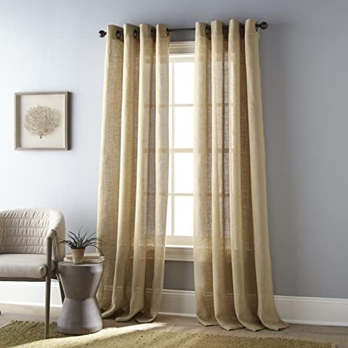 Grand Avenue 100 Jute Linen Sheer Curtain Panel Tan