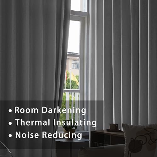 Light Grey Room Darkening Curtains 2 Panels 52x100