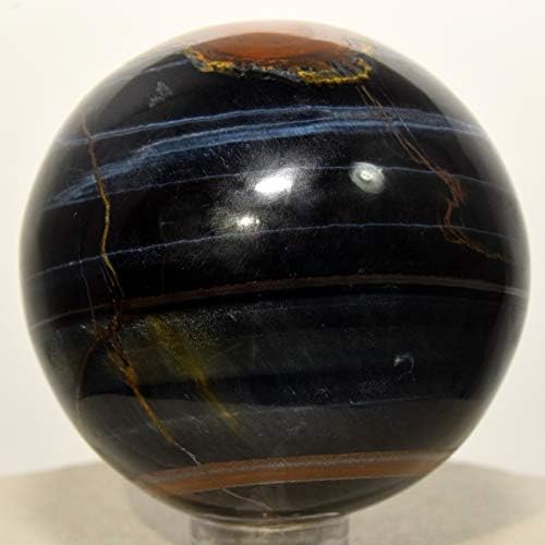 2 Blue Tiger Eye Sphere with Stand - Natural Quartz Chatoyant Crystal