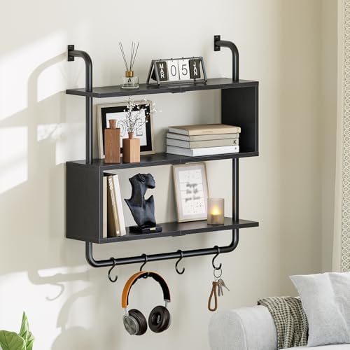 HOOBRO Floating Shelves with LED Lights 3-Tier