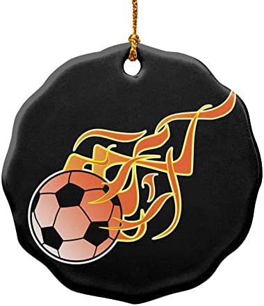 Graphics More Soccer Ball Football Cartoon Flames Porcelain Ornament
